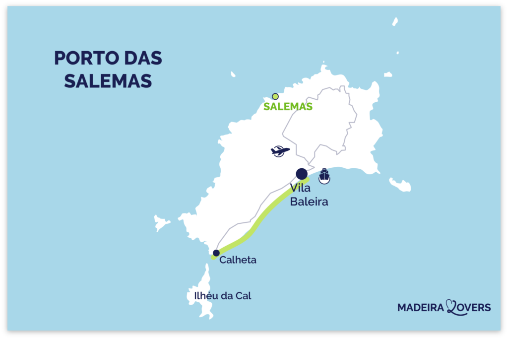 Karta över Porto das Salemas Porto Santo