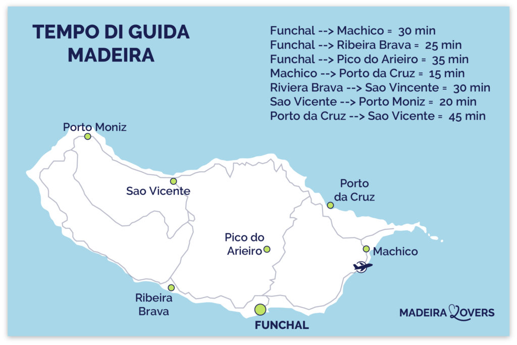 Mappa degli orari di viaggio di Madeira