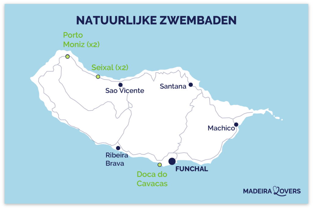 Madeira natuurlijke zwembaden kaart