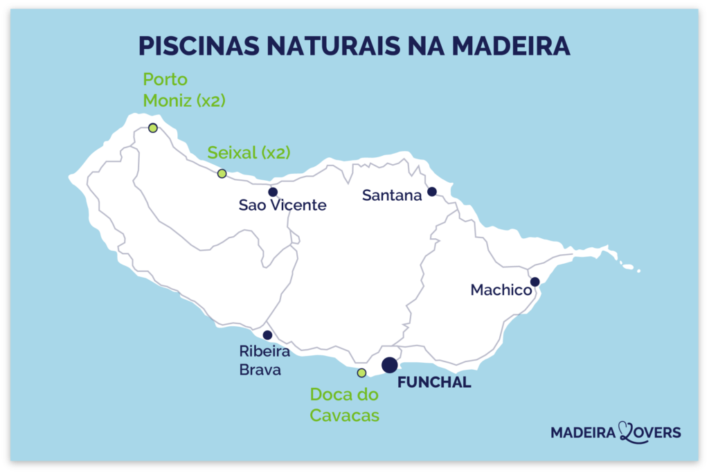 Mapa das piscinas naturais da Madeira