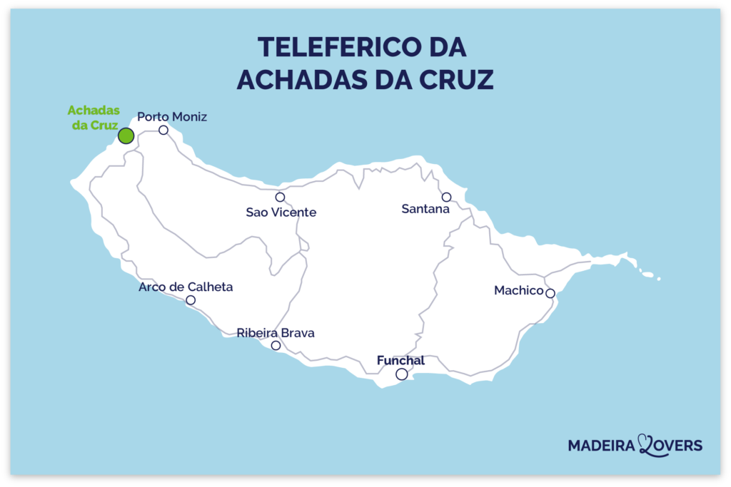 Mapa teleférico de Achadas da Cruz (Madeira)