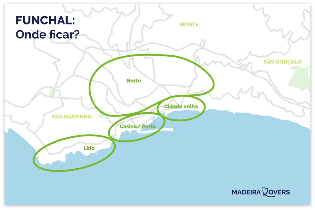 mapa dos melhores lugares para ficar em funchal