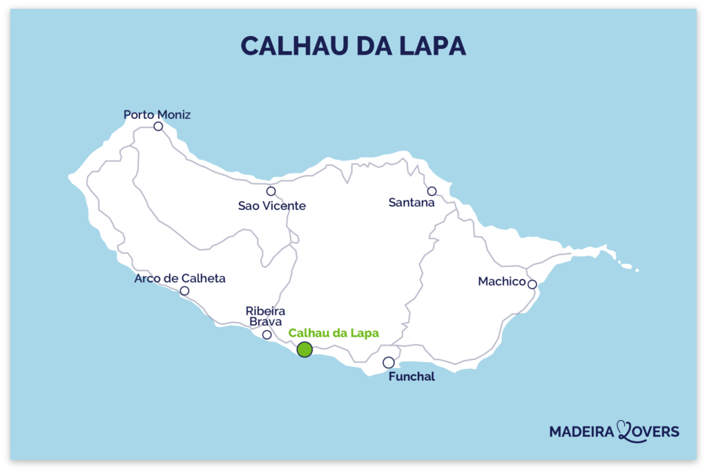 Mapa que muestra la ubicación de Calhau da Lapa en la isla de Madeira