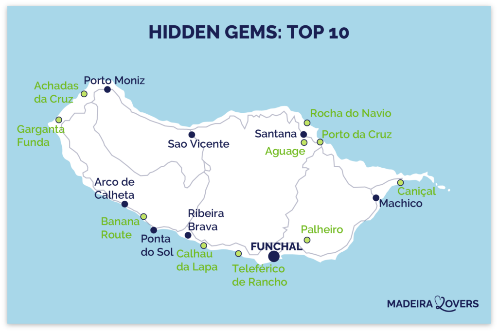 Map of secret places in Madeira