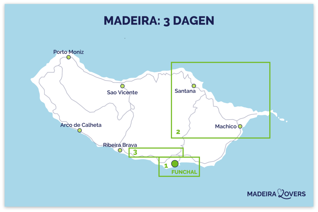 kaart bezoek madeira 3 dagen route