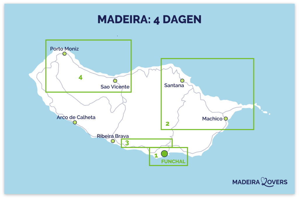 kaart bezoek madeira route 4 dagen