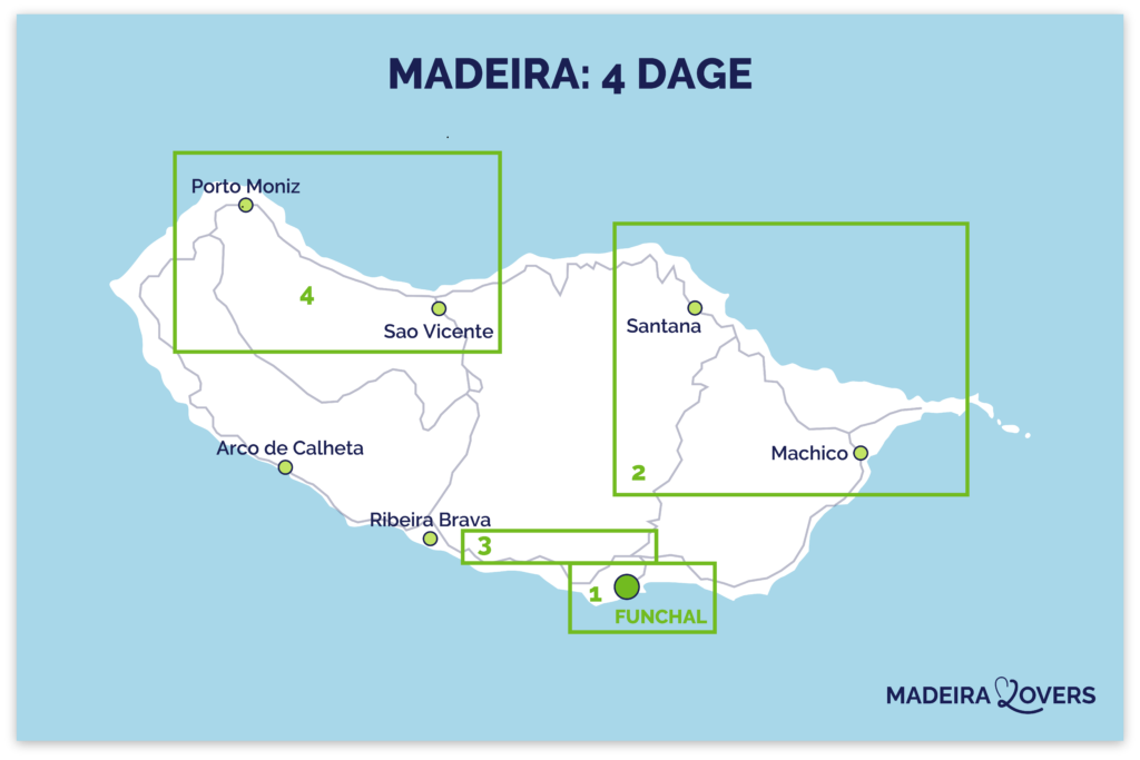 kort besøg madeira rejseplan 4 dage