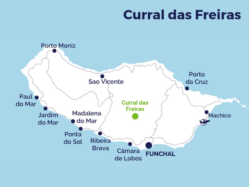 Mapa do Curral das Freiras, na Madeira